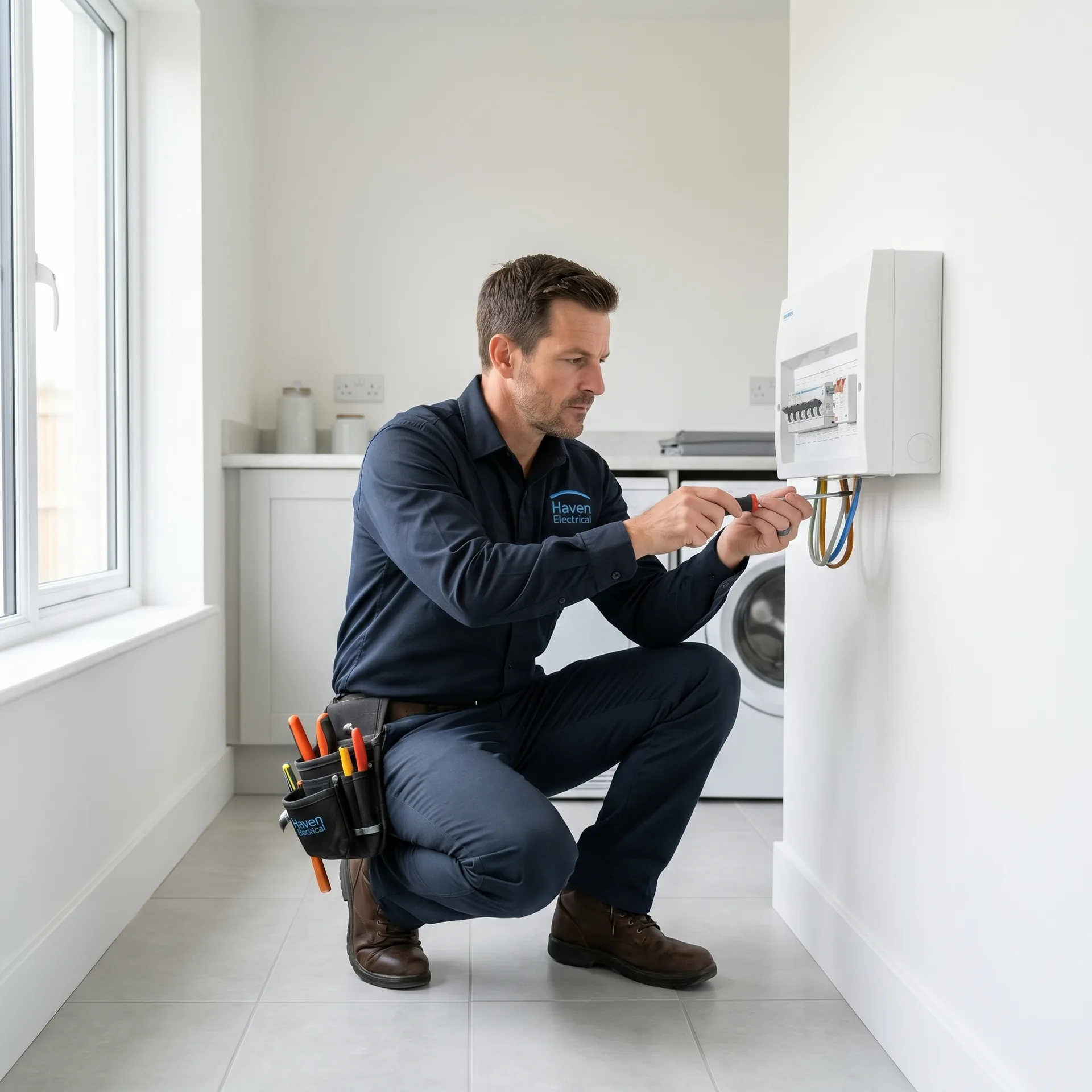 Haven Electrical electrician carrying out emergency electrical repairs in a Cork home