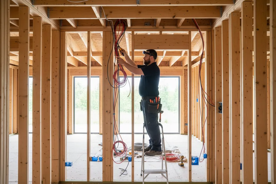 Haven Electrical electrician wiring a new build property in Cork