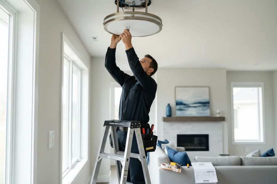 Haven Electrical electrician installing a light fitting in a Cork home